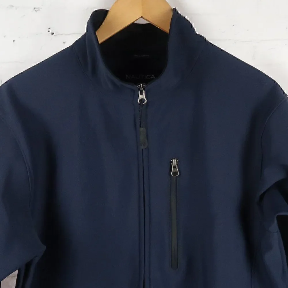 NAUTICA BLUE DOUBLE ZIP FLEECE LINED WINDBREAKER JACKET SIZE SMALL